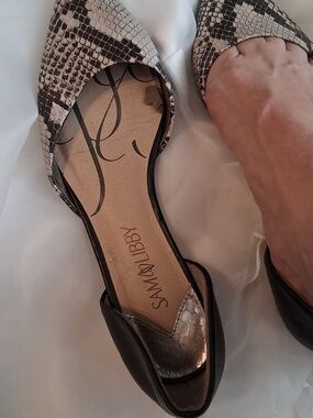 Women's Loved Sam & Libby Snake-Print D'Orsay Flats in Black and Beige
